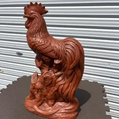 茶色 陶器製 ニワトリ彫刻