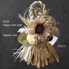 Happy new year 2026 しめ縄リース 造花 natural