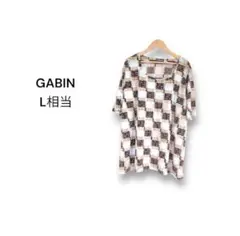 【L相当】GABIN カットソー　半袖　ロゴプリント　総柄