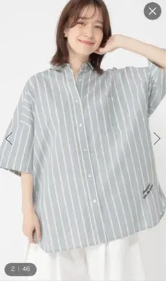 ストライプビッグシルエット半袖シャツ