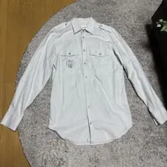 DIESEL ディーゼル 刺繍入り リネンシャツ ライトグレー Sサイズ メンズ