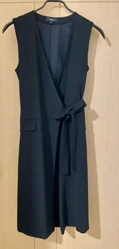 【美品】Theory セオリー ロング ジレ ベスト　 ブラック サイズ０