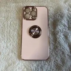 iPhone 14 Pro Max ケース ピンク ゴールドリング付き