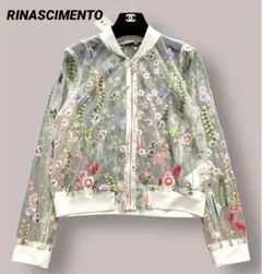 【新品タグ付✨】RINASCIMENTO フラワー刺繍シースルー ブルゾン M