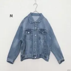 レディースコットンデニムジャケット【M】Gジャン ヴィンテージライク USED感