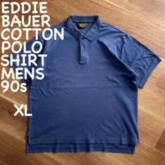 ⭐️90s三角黒タグ⭐️エディーバウアー ポロシャツ XL ネイビー コットン素材