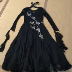 社交ダンス　ドレス　黒　オーガンジー