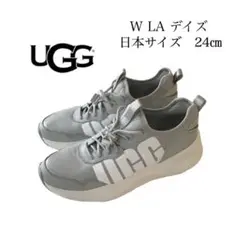 美品 UGG W LAデイズ ロゴローカットスニーカーメタリックシルバー 24