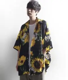 minsobi シャツ　オーバーサイズ　花柄　ひまわり　モード系　ミンソビ