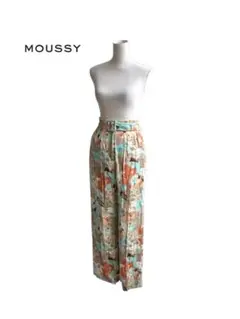 ★ マウジー　moussy リネン混　花柄　フラワー　タック　ワイド　パンツ