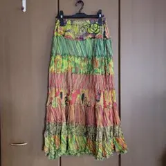 エスニック　マキシ丈スカート