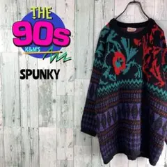 80's SPUNKY USA製　ヴィンテージ レトロニット　奇抜　個性派