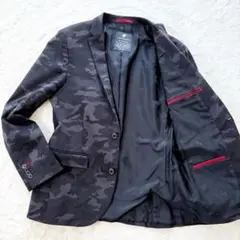 美品　ラブレス　テーラードジャケット　カモフラ　迷彩　M 黒　グレー