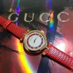 ☆【美品】グッチヴィンテージシェリーラインレッド腕時計(稼働品)