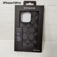 新品　COACH　スマホケー　iPhone15 Pro 黒　シグネチャー