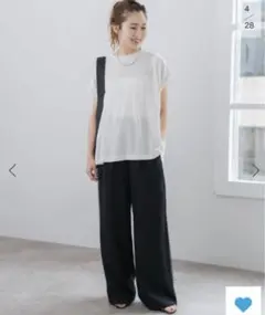 Spick and Span C/Rショルダータックフレンチスリーブプルオーバー