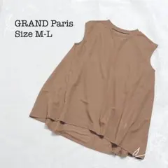 グランドパリス【M-L】ノースリーブ クルーネック シャツ カットソー 透け感