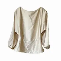 サテンブラウス H&M エイチアンドエム【XS】トップス 光沢 高級感 ベージュ
