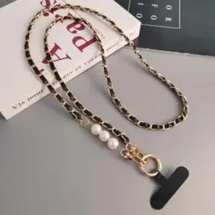 スマホショルダー スマホストラップ スマホチェーン ブラック 黒