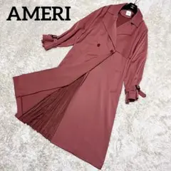 AMERI シースルー バックプリーツ トレンチコート ピンク