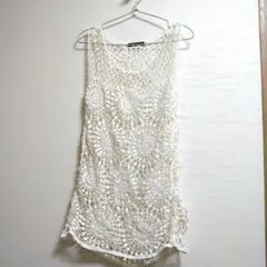 ホワイト レース編み タンクトップ