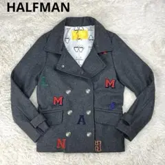 HALFMAN ハーフマン　ピーコート　刺繍　アメリカボタン　アルファベット
