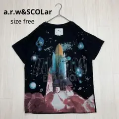 a.r.w&SCOLar 宇宙 ロケット オーバーシルエット 半袖 Tシャツ F
