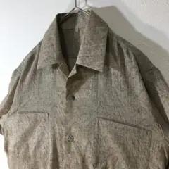 【個性派古着】半袖デザインシャツ　ベージュ　柄　メンズ