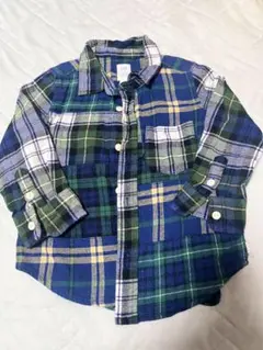 GAP チェック　シャツ　ベビー　キッズ　グリーン　90cm 厚手　春　秋