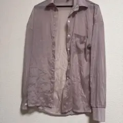 薄紫色 長袖シャツ ボタンアップ　シアーシャツ