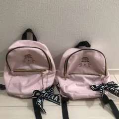 お揃い　猫耳付きピンクリュック2個