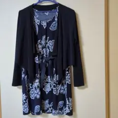 ネイビー 花柄 ワンピース・アンサンブル