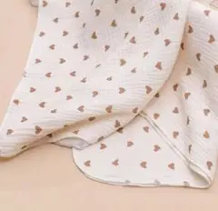 ♡ハート柄♡コットンおくるみ モカブラウン