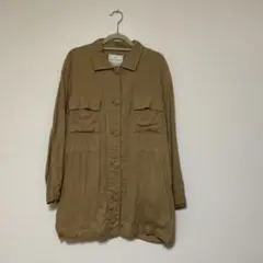 studio CLIP ベージュ リネンレーヨンミリタリージャケット　Fサイズ
