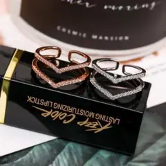 ◆新品◆BOX付き☆豪華キラキラジルコニア☆ペアリング☆ピンクゴールド&シルバー