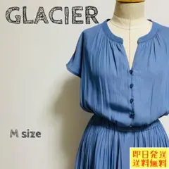 【即日発送】GLACIER ワンピース プリーツ ブルー Mサイズ 1123