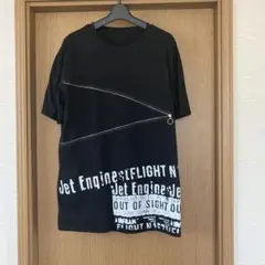 ジッパーデザイン Tシャツ 黒
