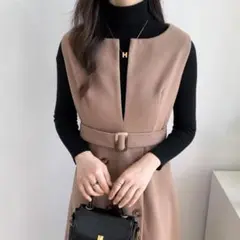 【新品タグ付き】ABITOKYO ウエストマークスリットロングジャンパースカート