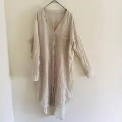 【M】ロングシアーシャツ　サイドスリット　羽織り　体型カバー