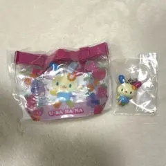 サンリオ　めじるしアクセサリー　ビニールバッグ風ミニポーチ　ウサハナ