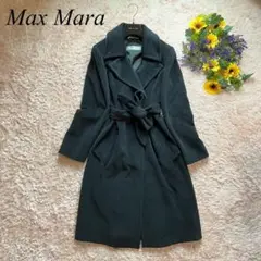 美品MaxMara ベルテッドコート マニュエラコート アンゴラ 黒 40 L