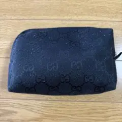 ブラック　ポーチ　黒キャンバスポーチ　毛玉