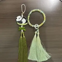 パンダ刺繍ストラップとビーズブレスレット