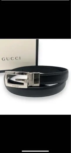 【美品】 GUCCI Gバックル ベルト付き シルバー ブラック