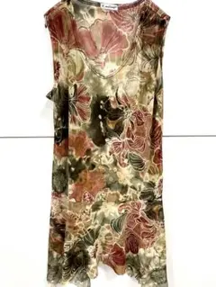 k.mitsuyo ノースリーブチュニック　カットソー 和柄　ストレッチ素材