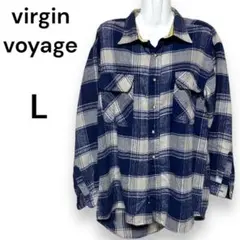 virgin voyage ネルシャツ　Lサイズ　青チェック