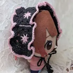 〈ブラック×ピンク〉ぬい服　ヘッドドレス　にじぬい　ちびぐるみ