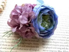 コサージュ　ハンドメイド　結婚式　入学式　ブルー　ラベンダー