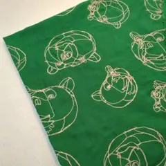 コッカ HAyU fabric 緑色 ガーゼ生地 動物顔プリント