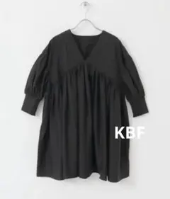 KBF ボリュームギャザーミニワンピース　ブラック